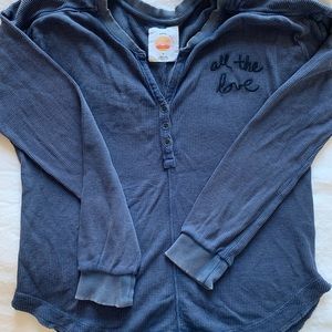 Anthropologie long sleeve thermal Henley top & matching shorts